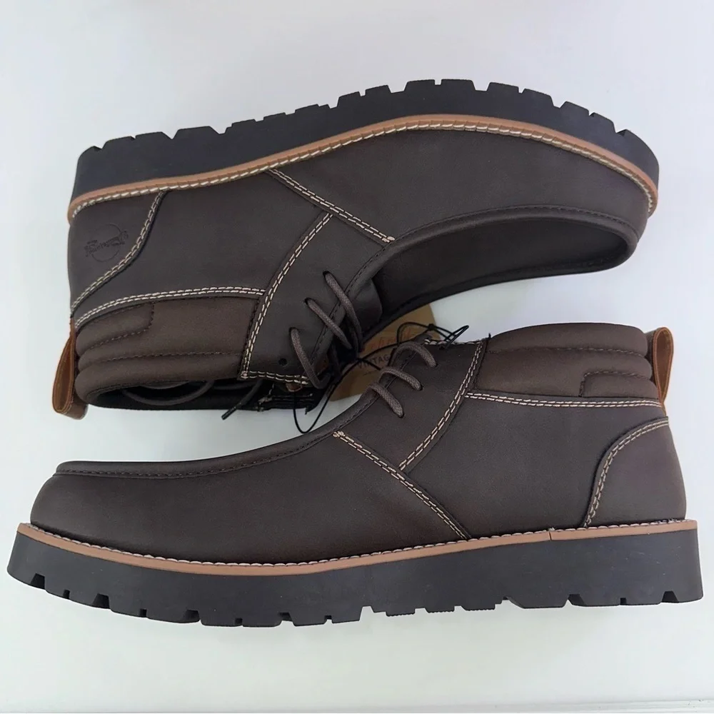 Weatherproof Vintage Men's Faux-Leather Chukka Boot Brown New chester lace